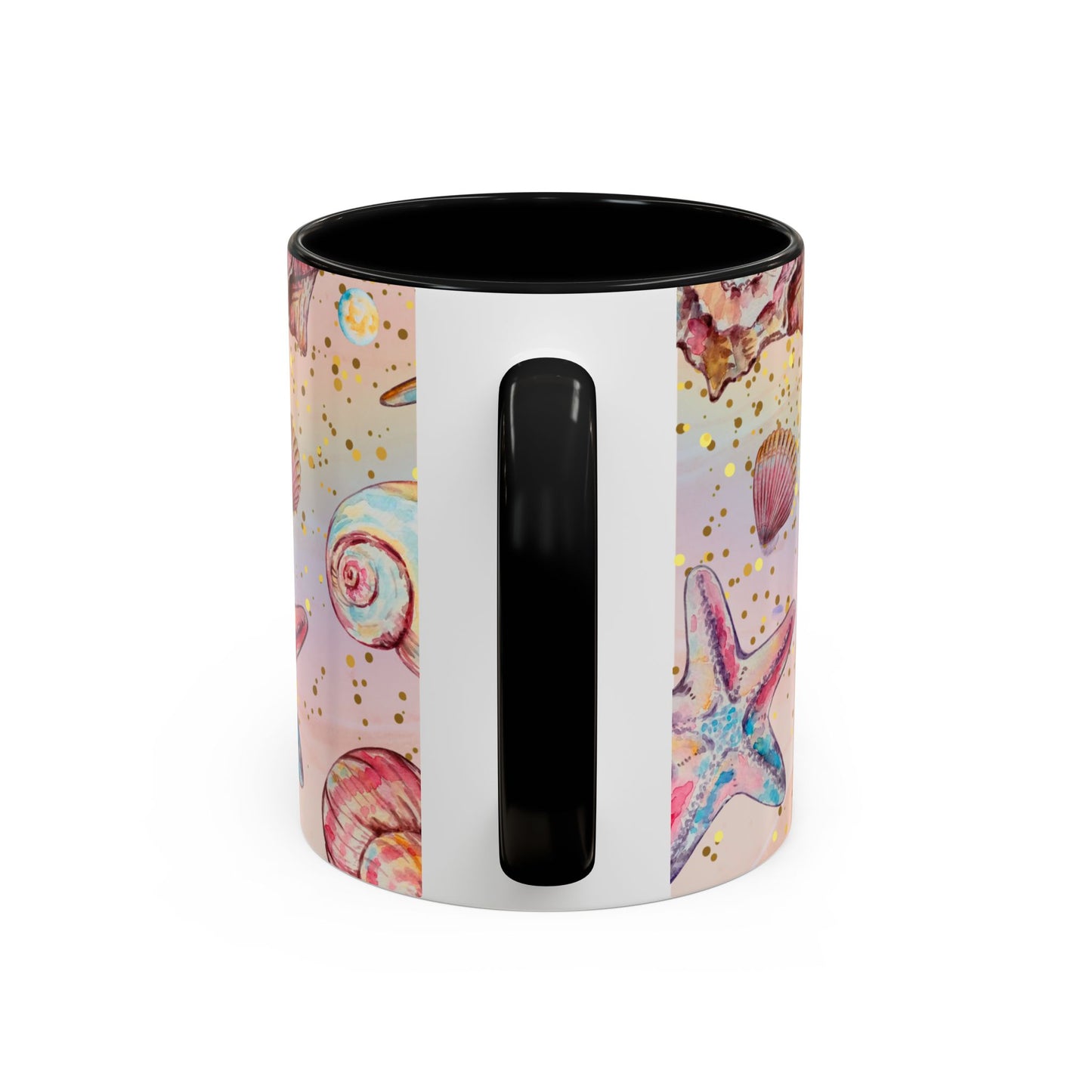 Beach-Themed Accent Coffee Mug - Vibrant Shells and Stars Design