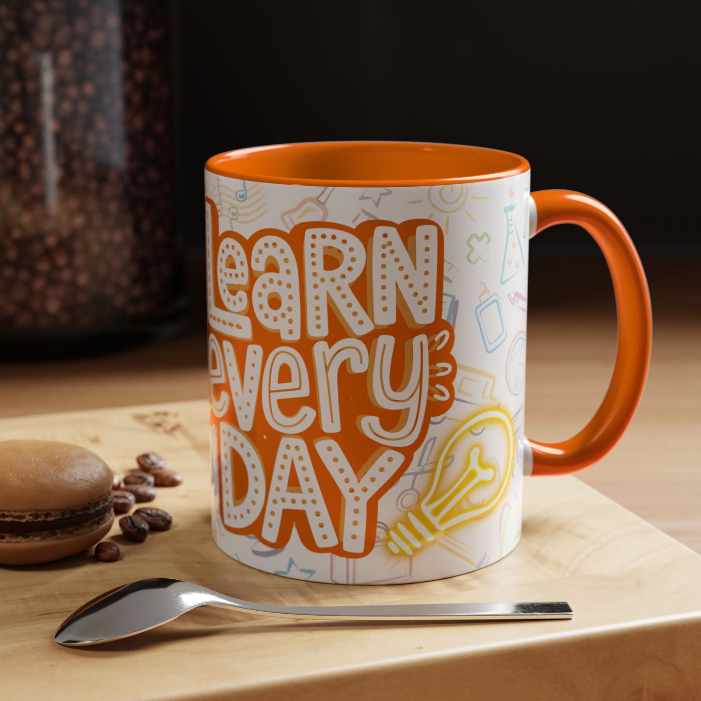 Inspirational Learn Every Day Coffee Mug - Colorful Accent Mug for Teachers & Students