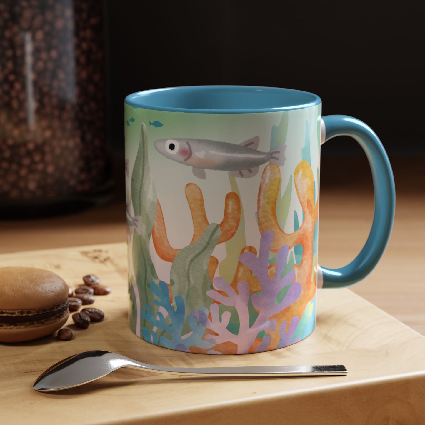 Colorful Coral Reef Accent Coffee Mug - Vibrant Ocean Life Design