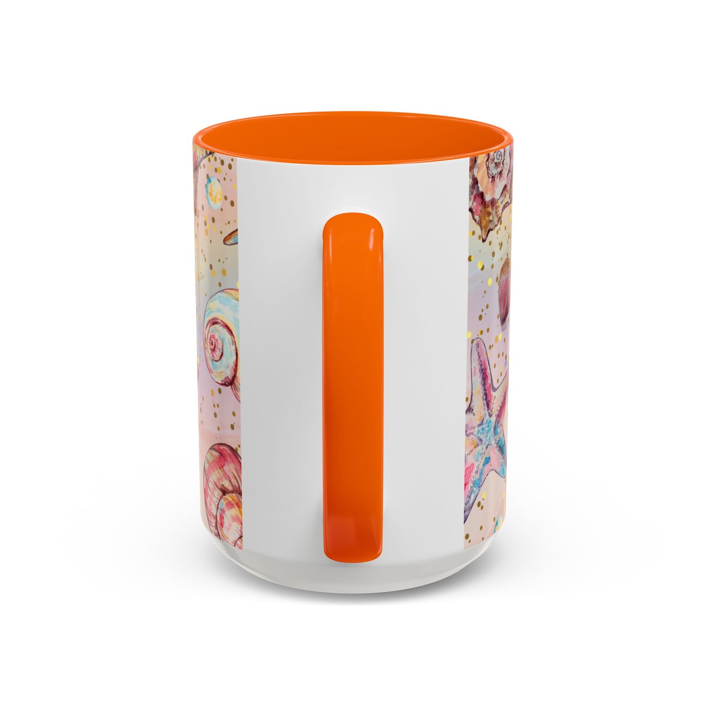 Beach-Themed Accent Coffee Mug - Vibrant Shells and Stars Design