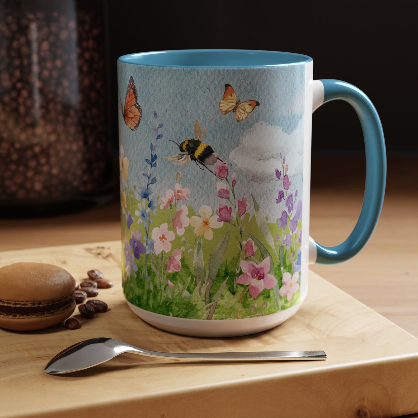 Butterfly Blossom Accent Coffee Mug - 11 & 15oz Floral Design for Nature Lovers