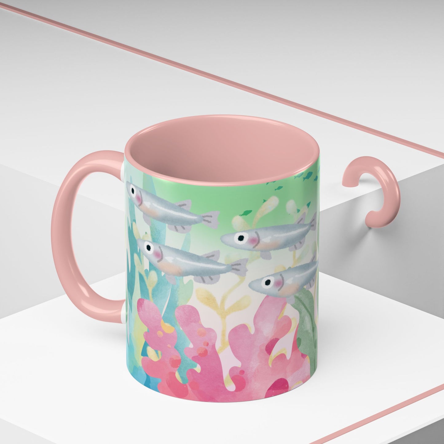 Colorful Coral Reef Accent Coffee Mug - Vibrant Ocean Life Design