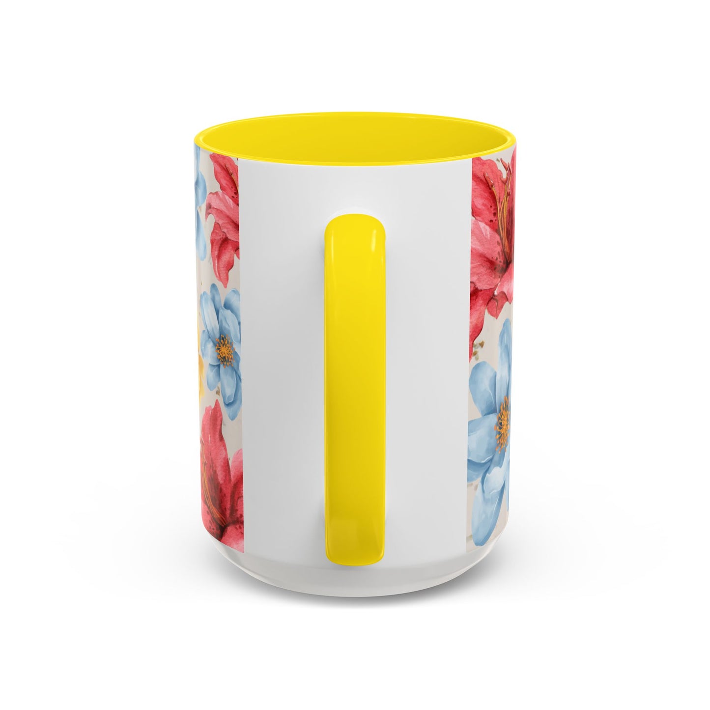 Floral Accent Coffee Mug - Vibrant Flower Design for Home & Gifts