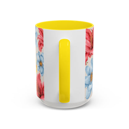 Floral Accent Coffee Mug - Vibrant Flower Design for Home & Gifts