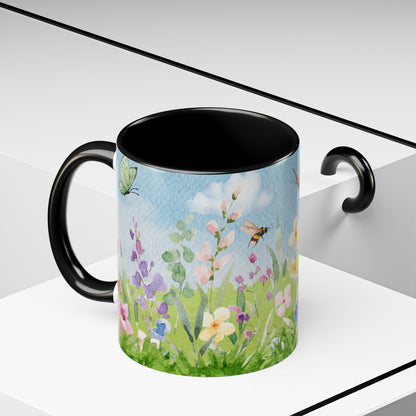Butterfly Blossom Accent Coffee Mug - 11 & 15oz Floral Design for Nature Lovers