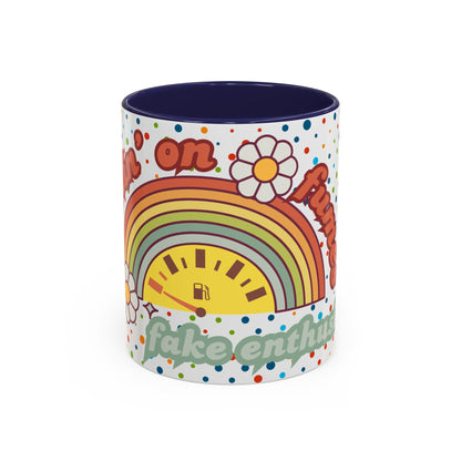 Colorful Rainbow Coffee Mug - 'Runnin' on Fumes & Fake Enthusiasm'