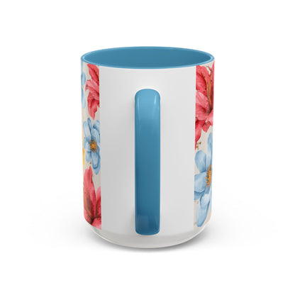 Floral Accent Coffee Mug - Vibrant Flower Design for Home & Gifts