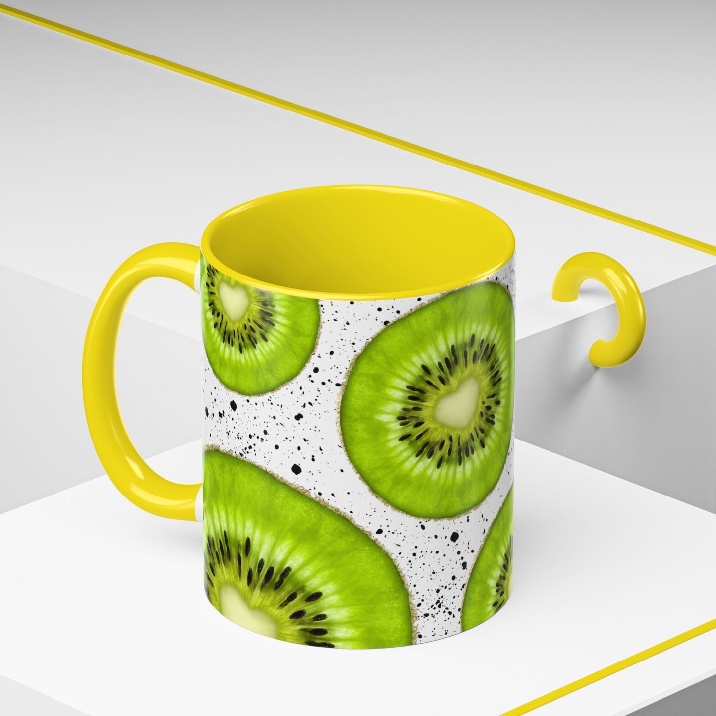 Kiwi Slice Accent Coffee Mug - Vibrant & Fun Drinkware for Fruit Lovers