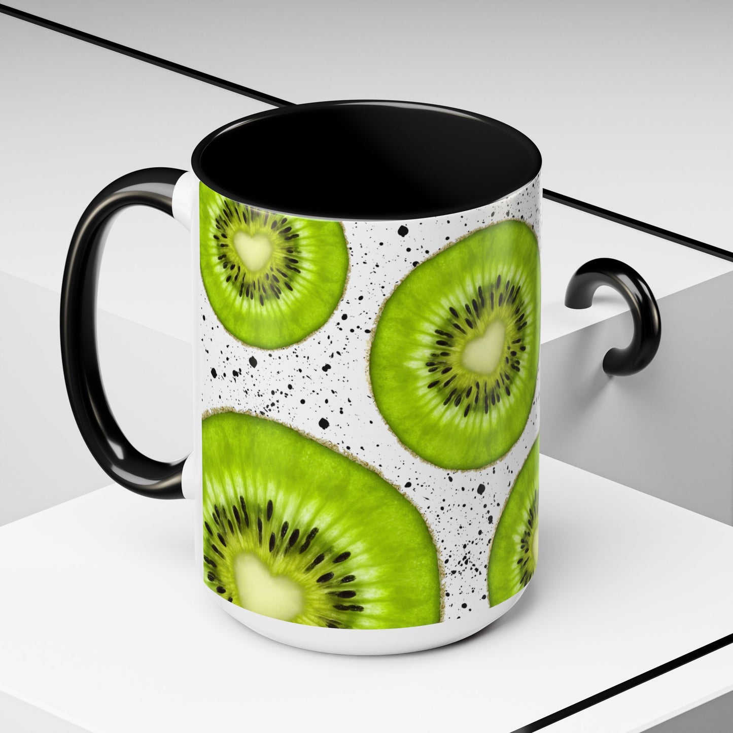 Kiwi Slice Accent Coffee Mug - Vibrant & Fun Drinkware for Fruit Lovers