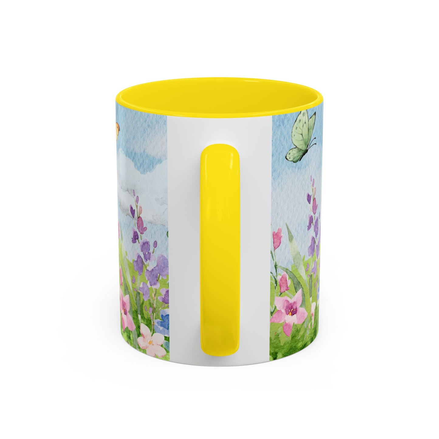 Butterfly Blossom Accent Coffee Mug - 11 & 15oz Floral Design for Nature Lovers