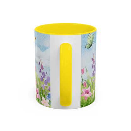 Butterfly Blossom Accent Coffee Mug - 11 & 15oz Floral Design for Nature Lovers