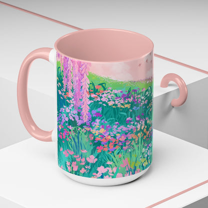 Floral Garden Accent Coffee Mug - Vibrant Nature Design for Home & Gifts