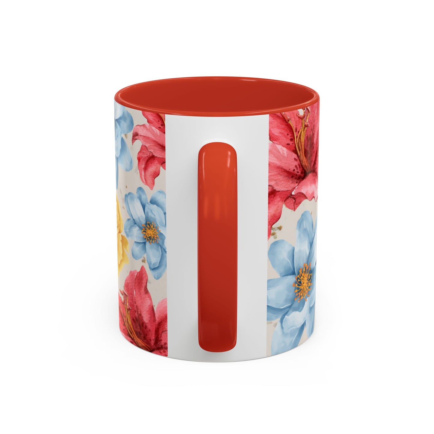 Floral Accent Coffee Mug - Vibrant Flower Design for Home & Gifts