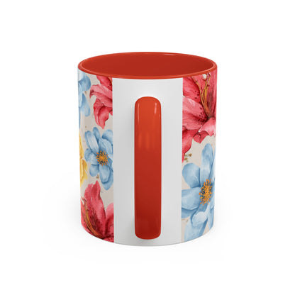 Floral Accent Coffee Mug - Vibrant Flower Design for Home & Gifts