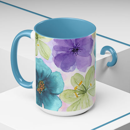 Vibrant Floral Accent Coffee Mug | Perfect for Garden Lovers & Spring Gifts | 11 & 15oz