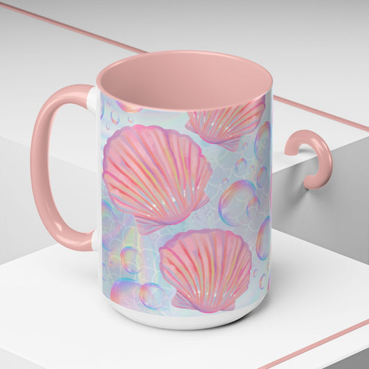 Pastel Seashells Coffee Mug - Ocean-Inspired Drinkware for Beach Lovers