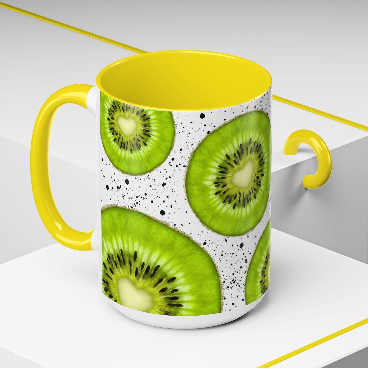 Kiwi Slice Accent Coffee Mug - Vibrant & Fun Drinkware for Fruit Lovers