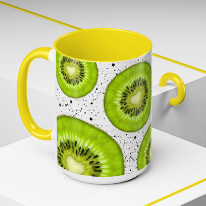 Kiwi Slice Accent Coffee Mug - Vibrant & Fun Drinkware for Fruit Lovers