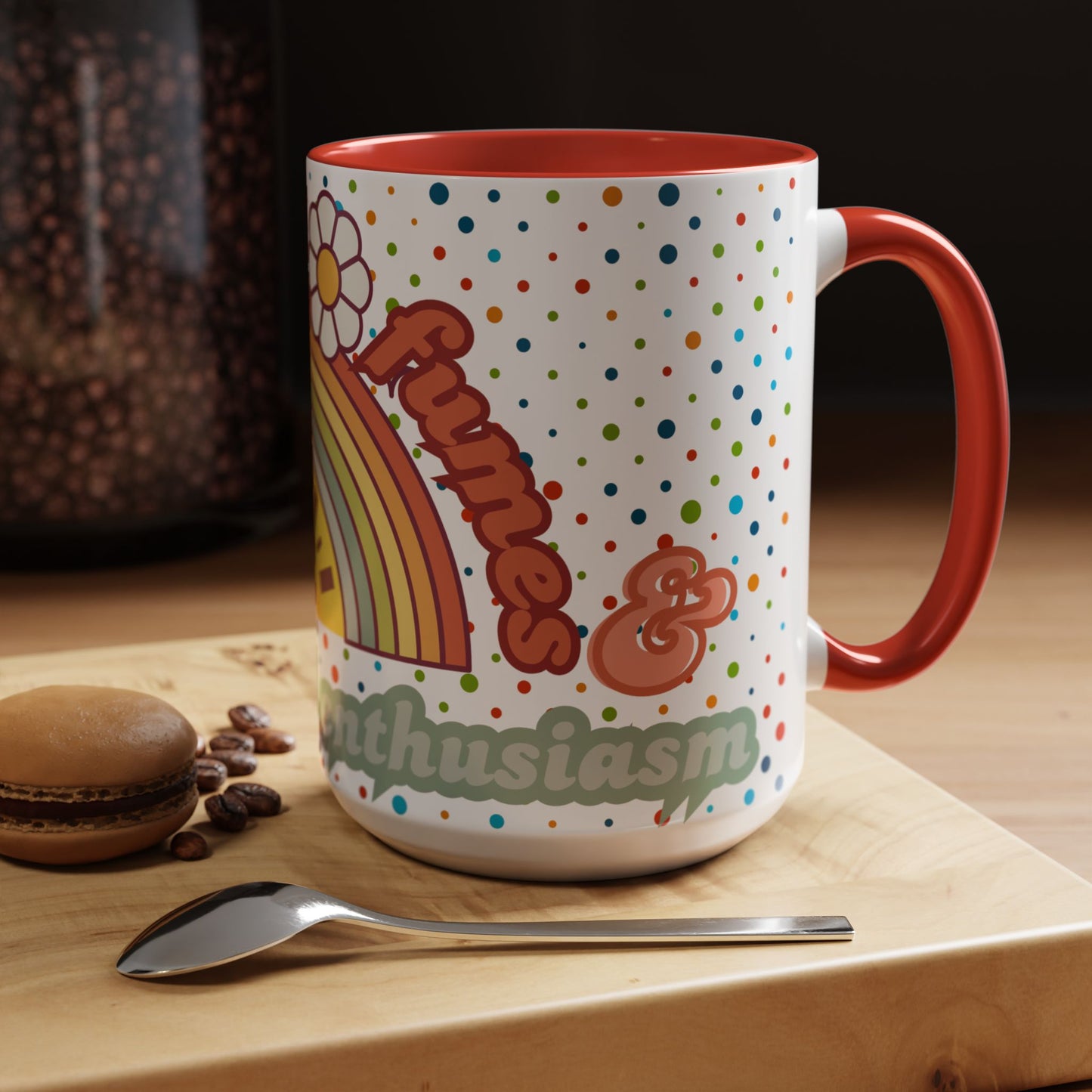 Colorful Rainbow Coffee Mug - 'Runnin' on Fumes & Fake Enthusiasm'