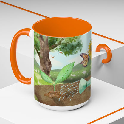 Learn and Grow Accent Coffee Mug - 11oz & 15oz | Nature-Inspired Design for Garden Lovers