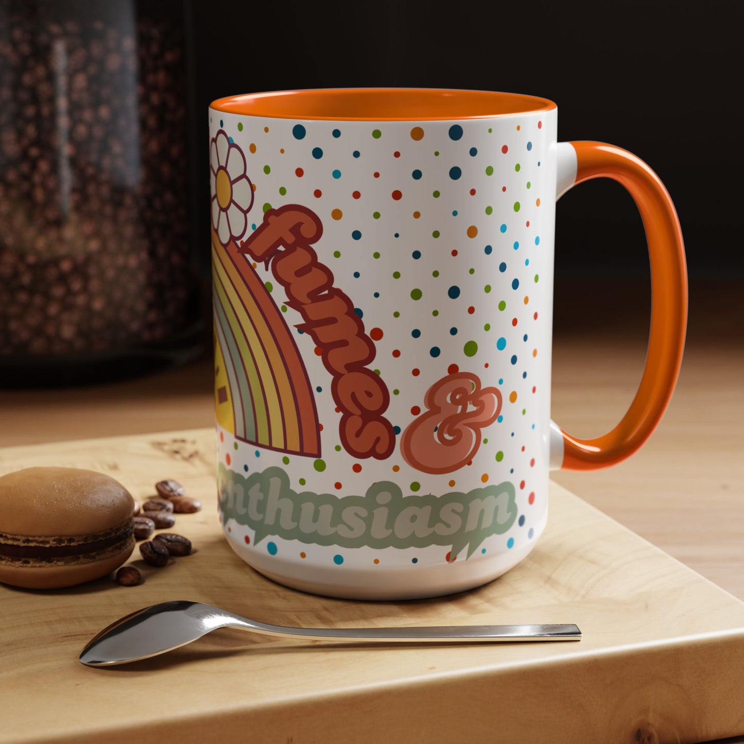 Colorful Rainbow Coffee Mug - 'Runnin' on Fumes & Fake Enthusiasm'