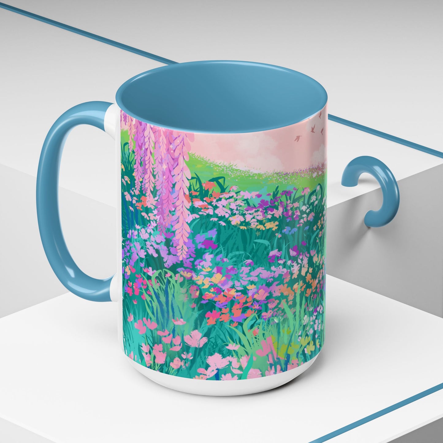 Floral Garden Accent Coffee Mug - Vibrant Nature Design for Home & Gifts