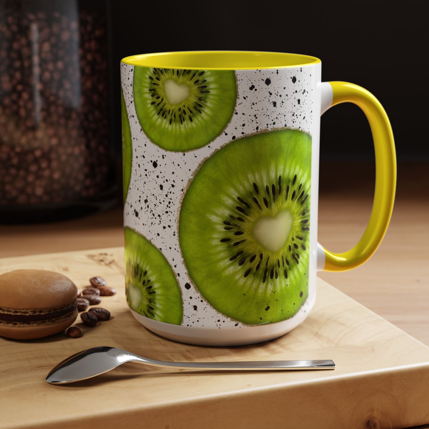 Kiwi Slice Accent Coffee Mug - Vibrant & Fun Drinkware for Fruit Lovers