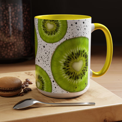 Kiwi Slice Accent Coffee Mug - Vibrant & Fun Drinkware for Fruit Lovers