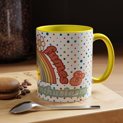 Colorful Rainbow Coffee Mug - 'Runnin' on Fumes & Fake Enthusiasm'