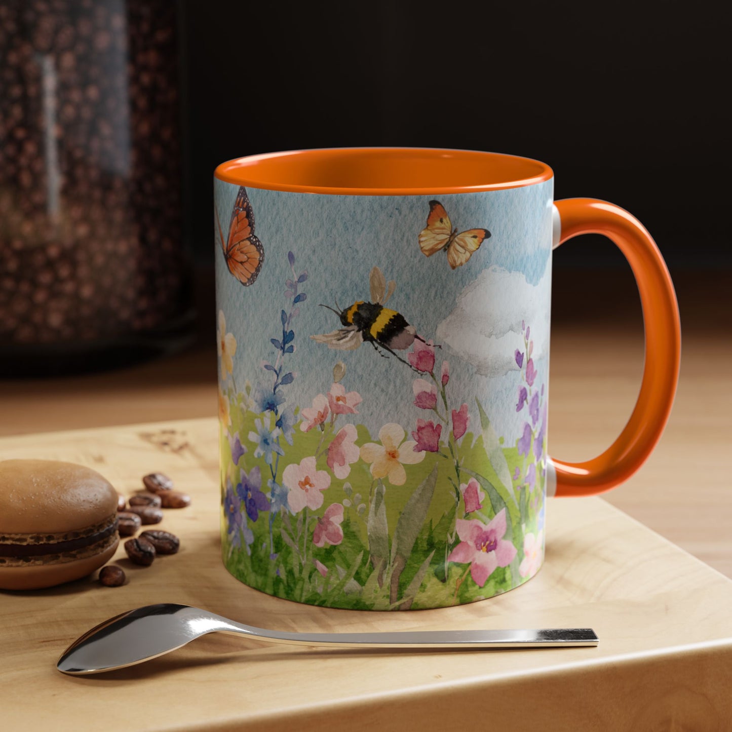 Butterfly Blossom Accent Coffee Mug - 11 & 15oz Floral Design for Nature Lovers