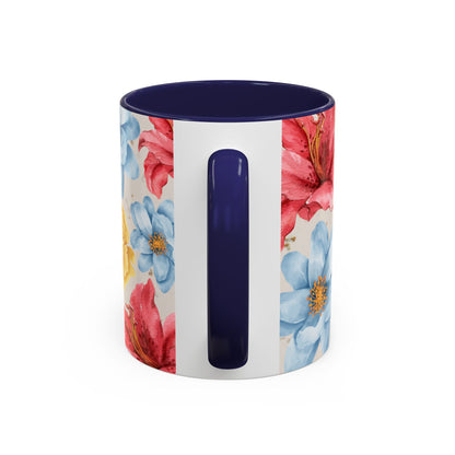 Floral Accent Coffee Mug - Vibrant Flower Design for Home & Gifts