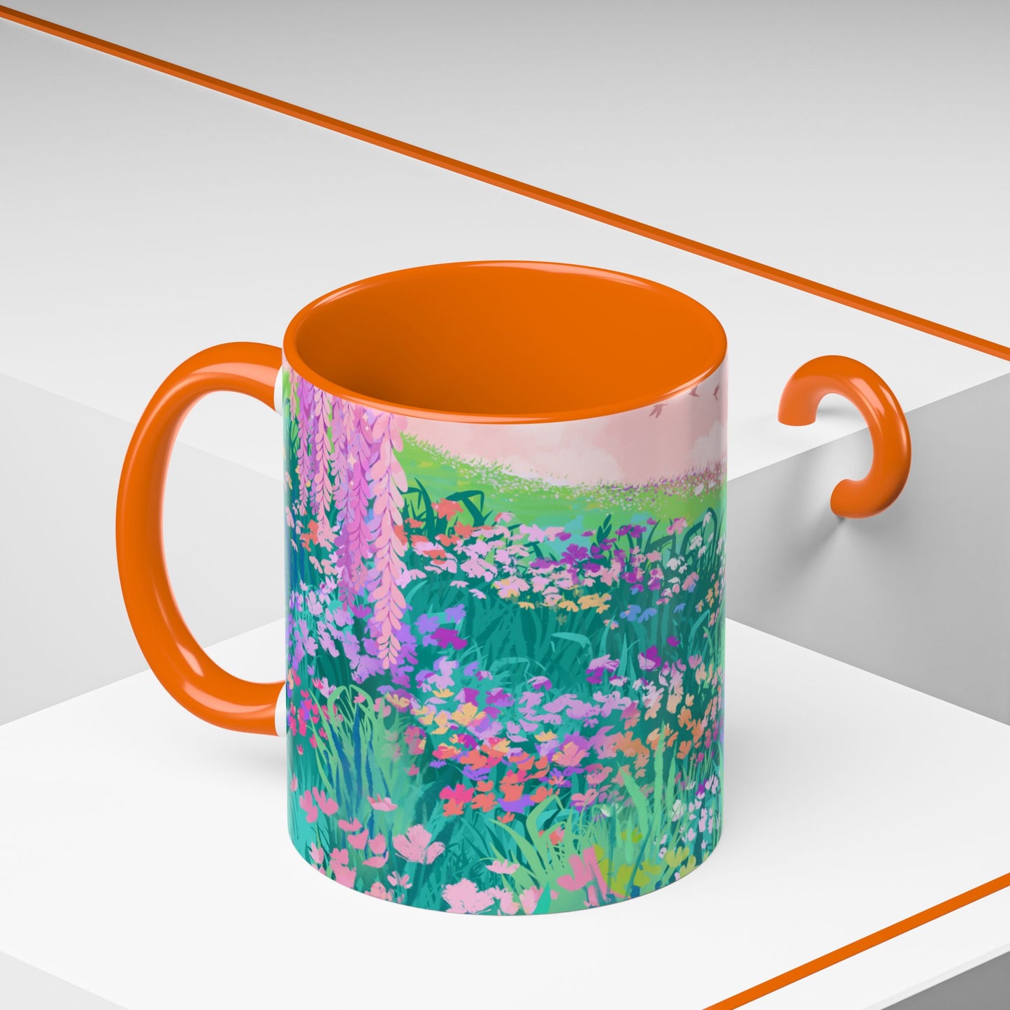 Floral Garden Accent Coffee Mug - Vibrant Nature Design for Home & Gifts