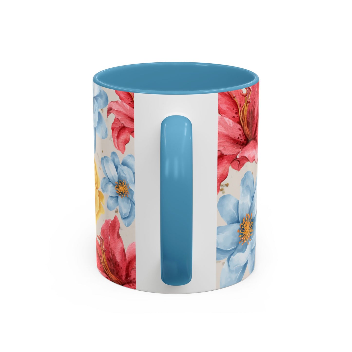 Floral Accent Coffee Mug - Vibrant Flower Design for Home & Gifts