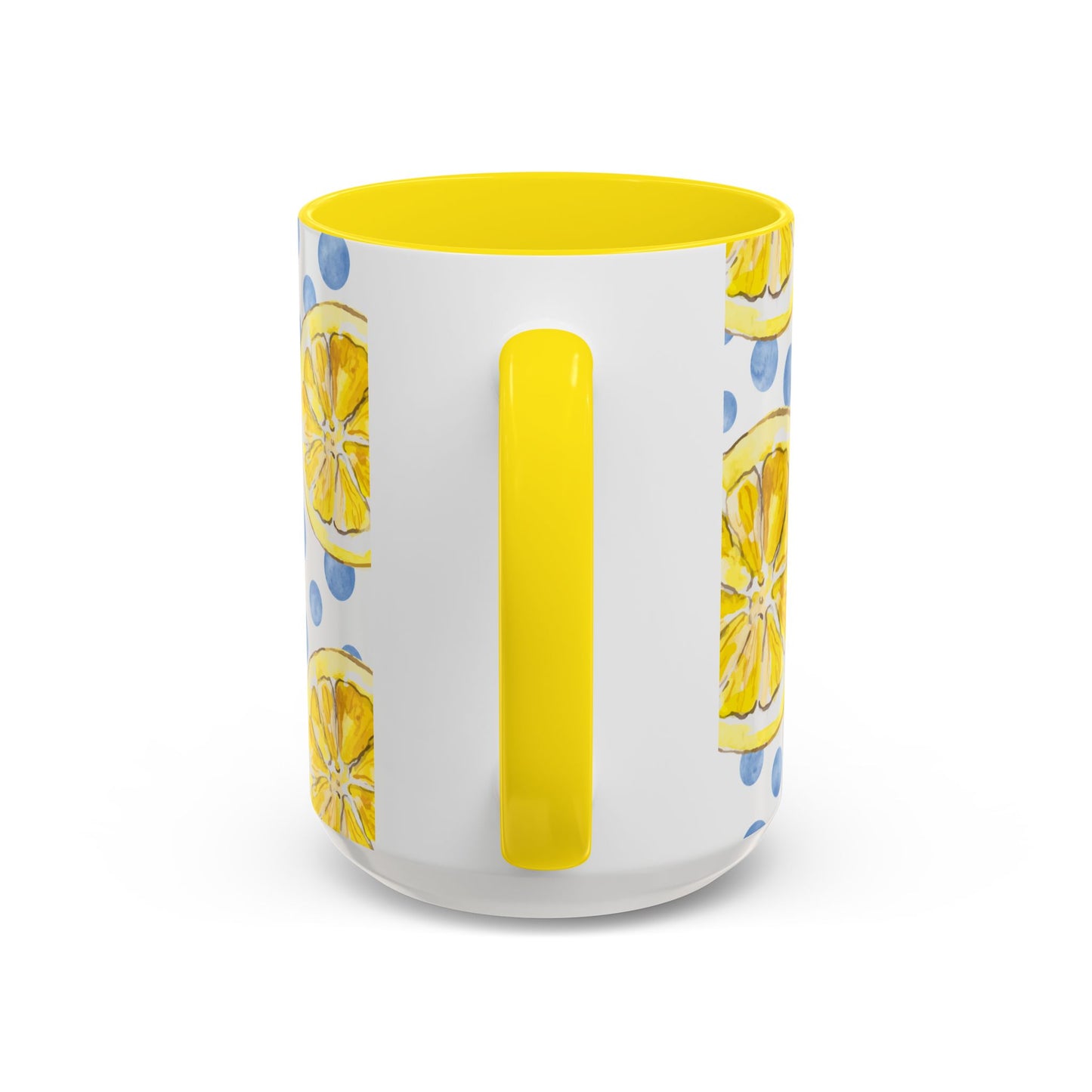 Cute Coffee Mug- Watercolor Lemons/Blue Polka Dots- Summer Vibes