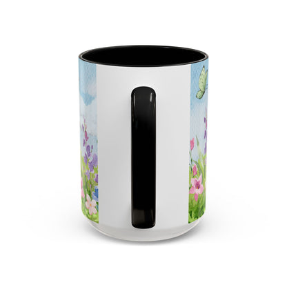 Butterfly Blossom Accent Coffee Mug - 11 & 15oz Floral Design for Nature Lovers