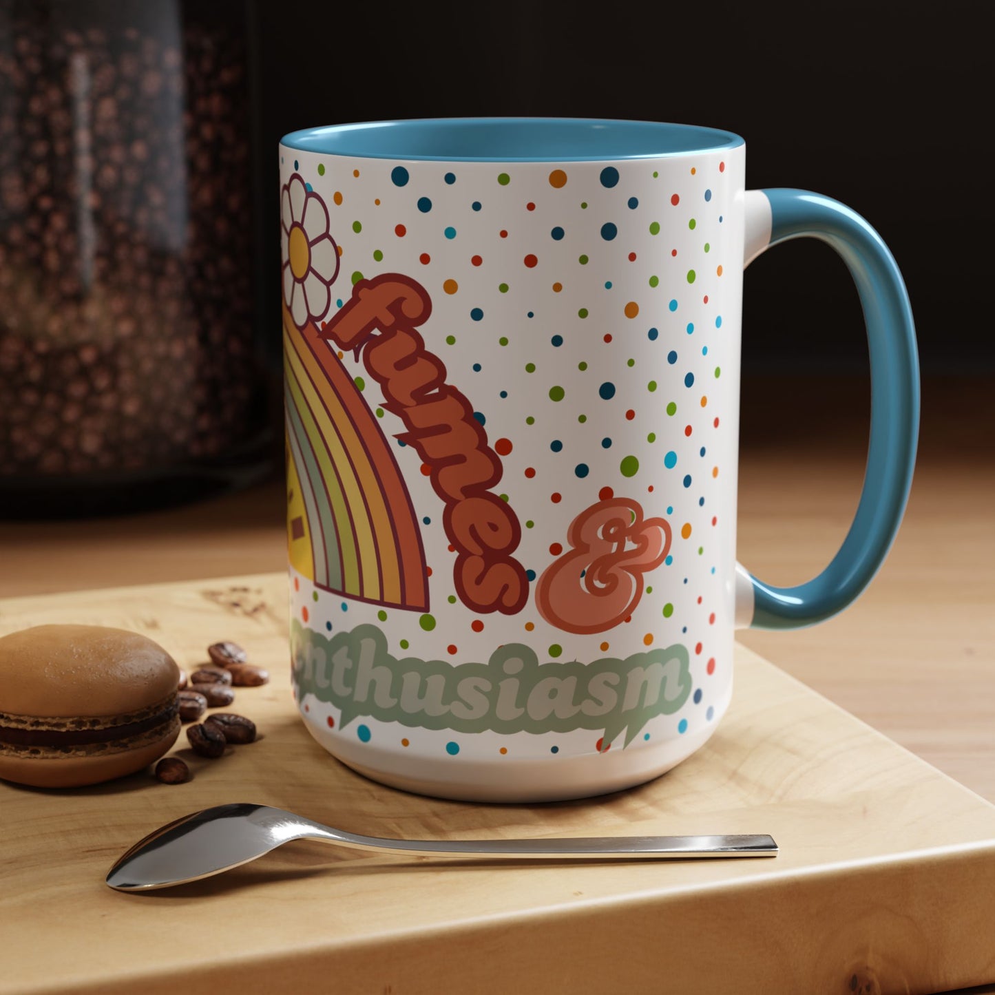 Colorful Rainbow Coffee Mug - 'Runnin' on Fumes & Fake Enthusiasm'