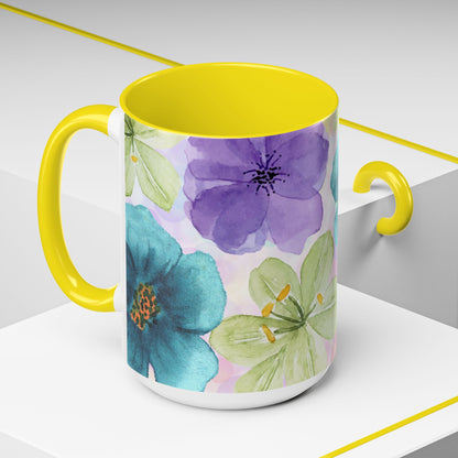 Vibrant Floral Accent Coffee Mug | Perfect for Garden Lovers & Spring Gifts | 11 & 15oz
