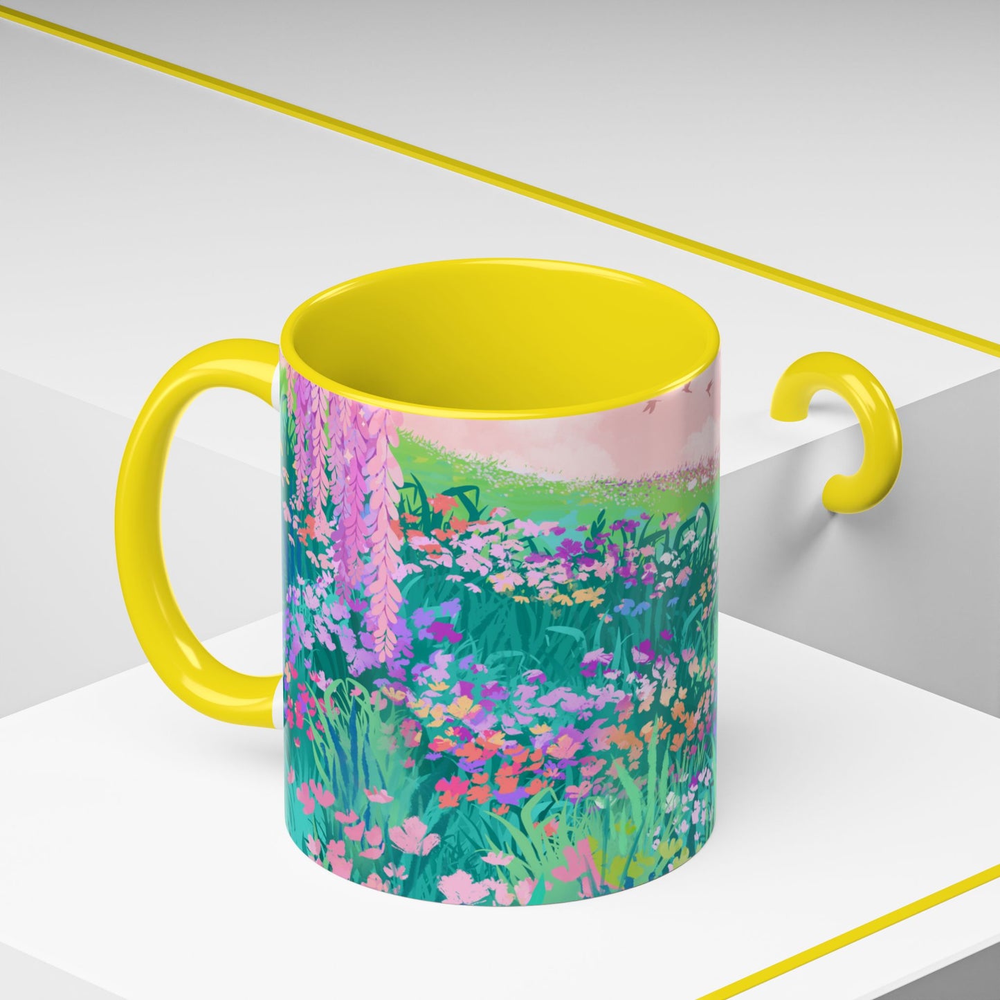 Floral Garden Accent Coffee Mug - Vibrant Nature Design for Home & Gifts