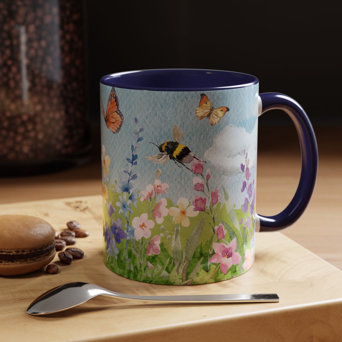 Butterfly Blossom Accent Coffee Mug - 11 & 15oz Floral Design for Nature Lovers