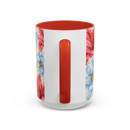 Floral Accent Coffee Mug - Vibrant Flower Design for Home & Gifts