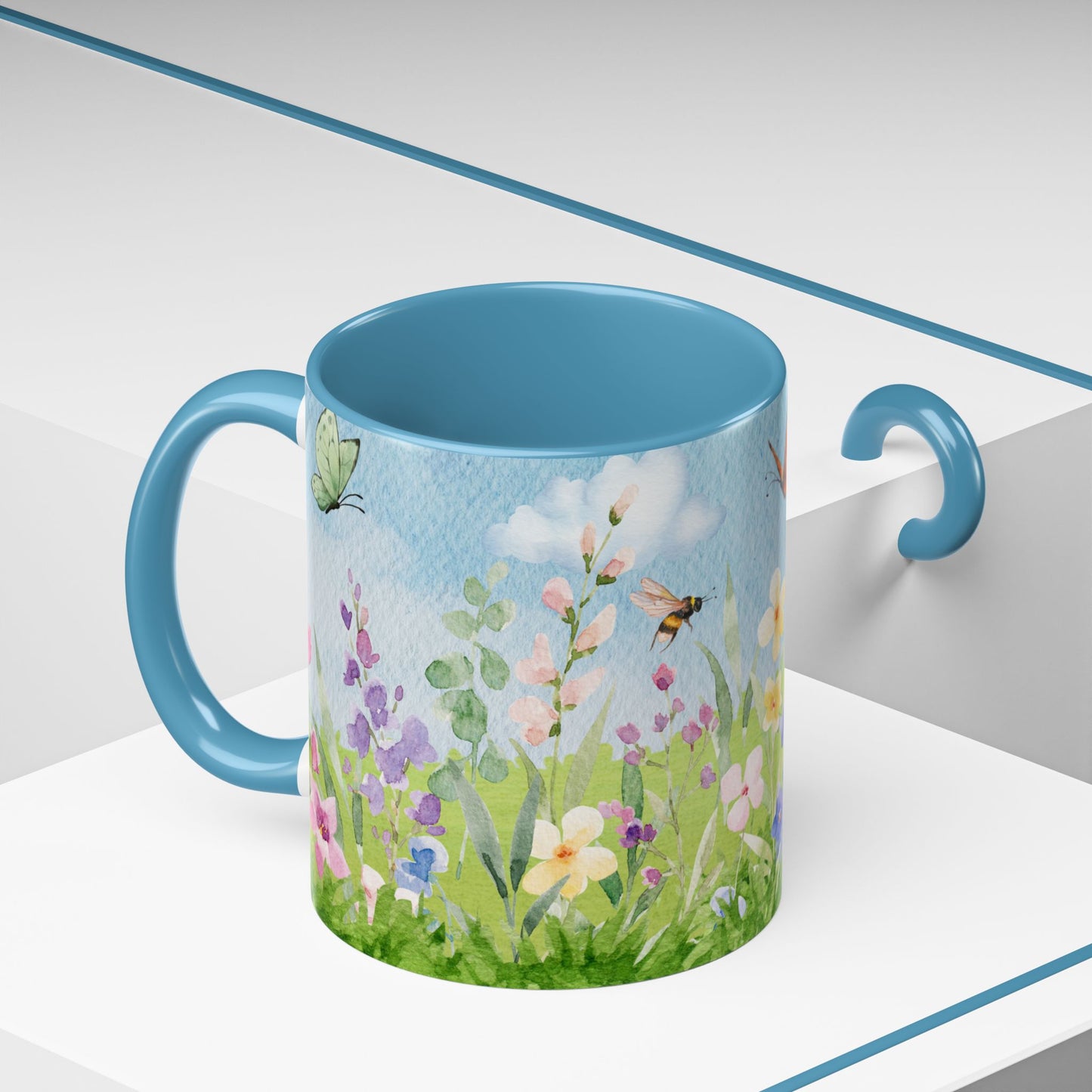 Butterfly Blossom Accent Coffee Mug - 11 & 15oz Floral Design for Nature Lovers