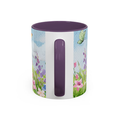 Butterfly Blossom Accent Coffee Mug - 11 & 15oz Floral Design for Nature Lovers