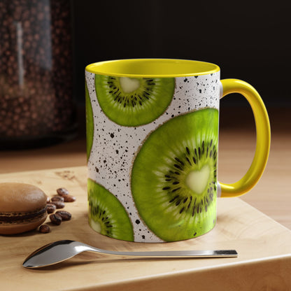 Kiwi Slice Accent Coffee Mug - Vibrant & Fun Drinkware for Fruit Lovers