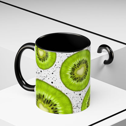 Kiwi Slice Accent Coffee Mug - Vibrant & Fun Drinkware for Fruit Lovers