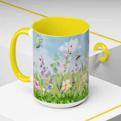 Butterfly Blossom Accent Coffee Mug - 11 & 15oz Floral Design for Nature Lovers