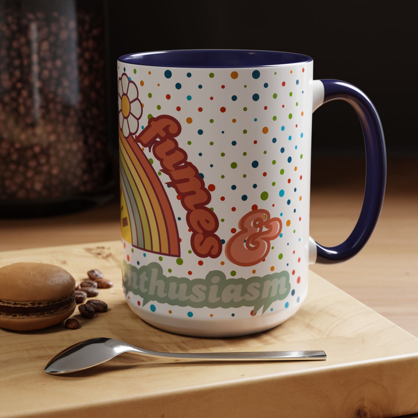 Colorful Rainbow Coffee Mug - 'Runnin' on Fumes & Fake Enthusiasm'