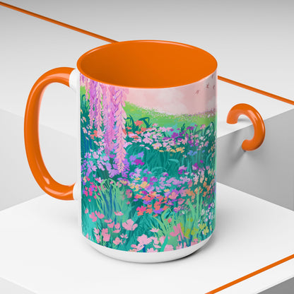 Floral Garden Accent Coffee Mug - Vibrant Nature Design for Home & Gifts