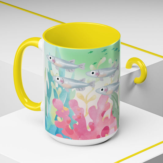 Colorful Coral Reef Accent Coffee Mug - Vibrant Ocean Life Design