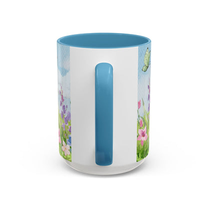 Butterfly Blossom Accent Coffee Mug - 11 & 15oz Floral Design for Nature Lovers