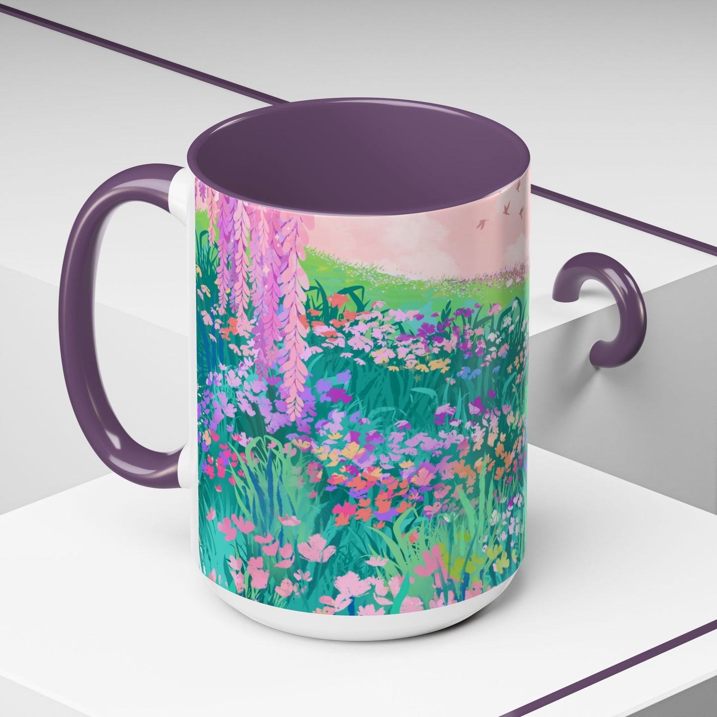 Floral Garden Accent Coffee Mug - Vibrant Nature Design for Home & Gifts